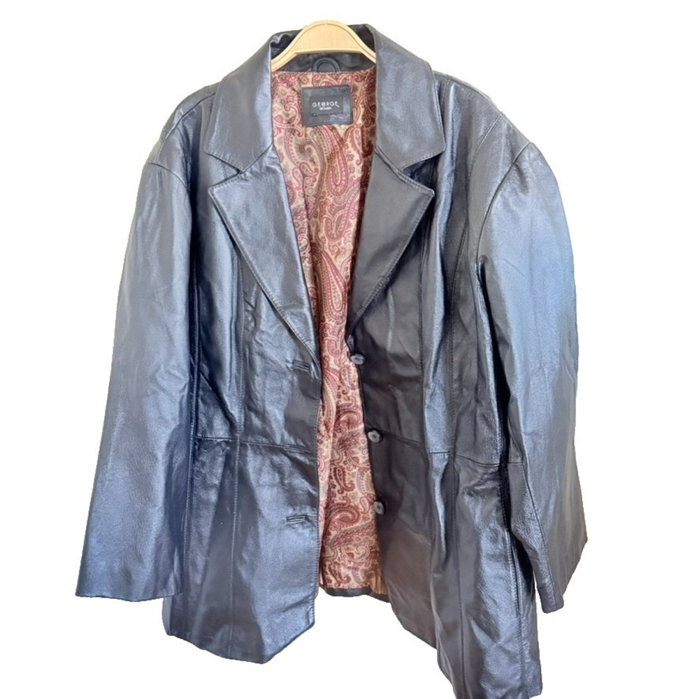 George Womens Plus Size Leather Jacket Trench Size 4x Classic Utility Quiet Lux